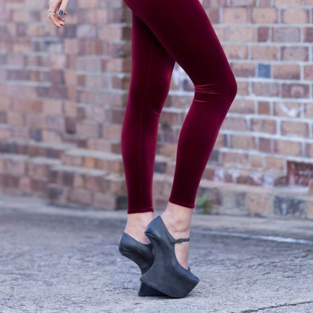 BlackMilk Mulled Wine Velvet Leggings